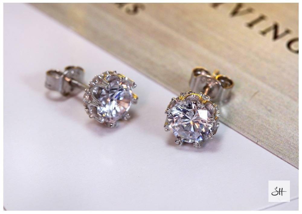 Women's Silver Earrings with Zircon Stone