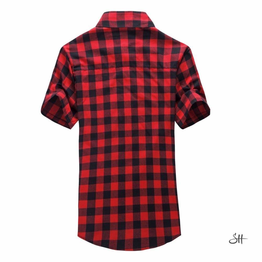 Summer Short-Sleeved Plaid Cotton Men&rsquo;s Shirt
