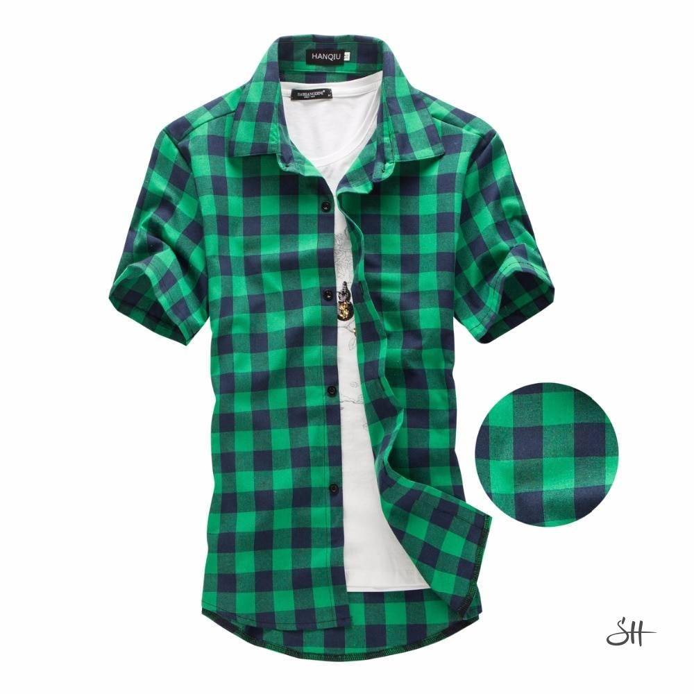 Summer Short-Sleeved Plaid Cotton Men’s Shirt Summer Short-Sleeved Plaid Cotton Men’s Shirt