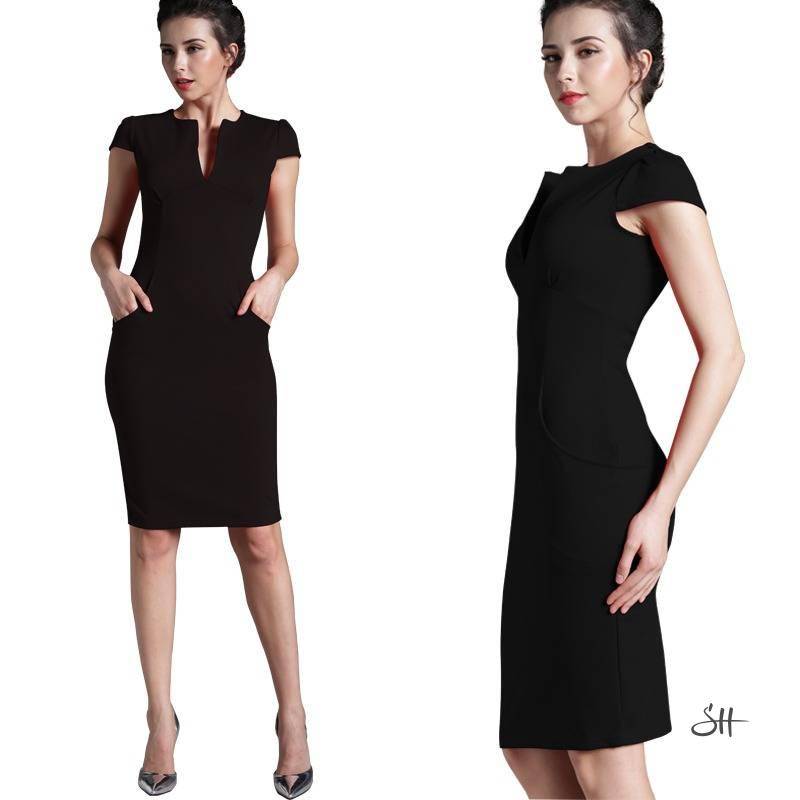 Women's V Neck Formal Pencil Bodycon Dress