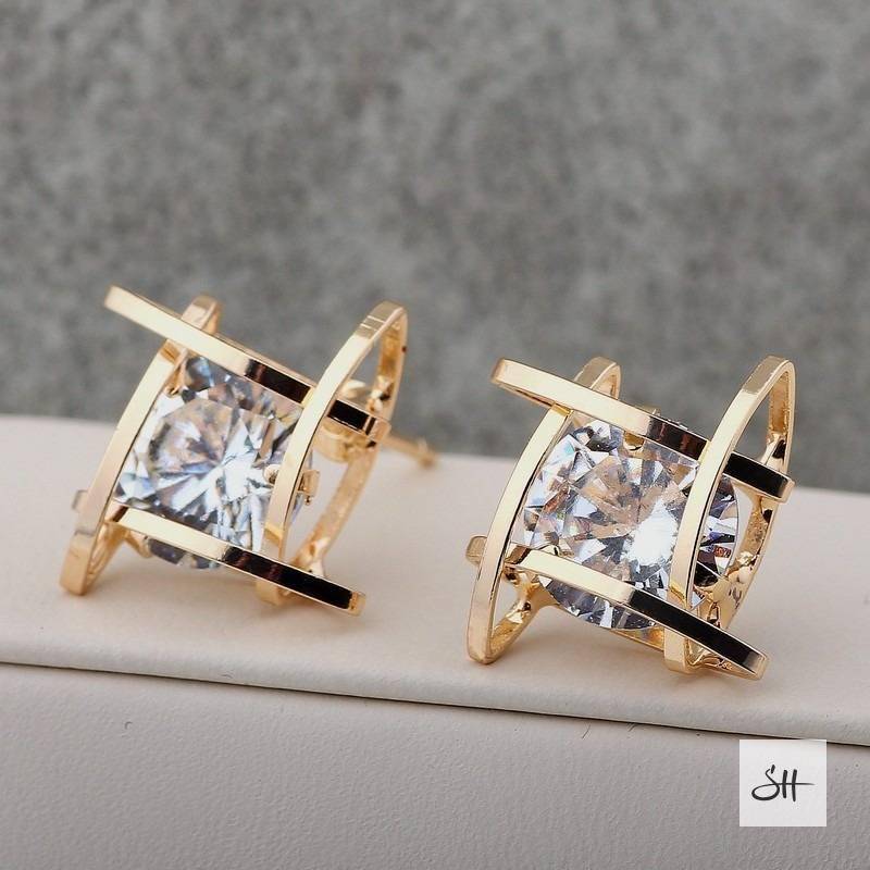 Women's Geometric Design Zircon Earrings