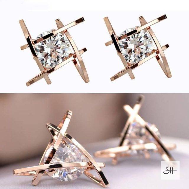 Women's Geometric Design Zircon Earrings Jewelry