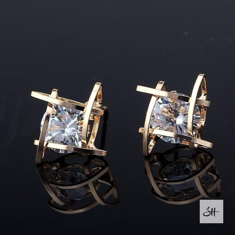 Women's Geometric Design Zircon Earrings