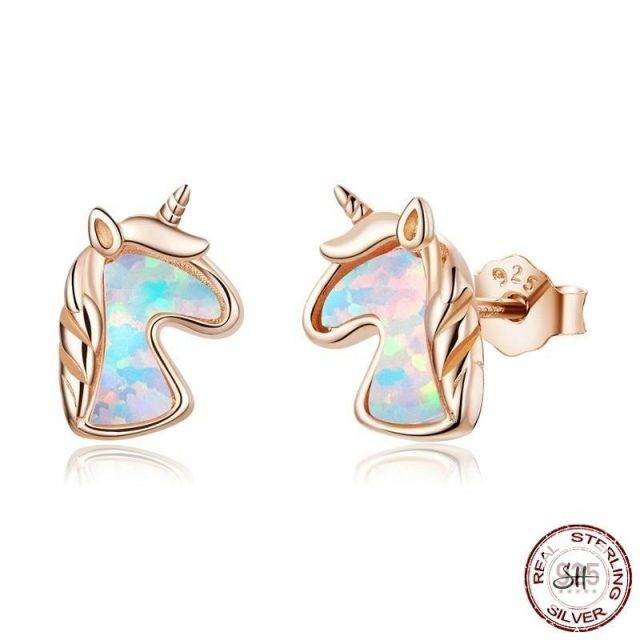 Unicorn Opal Stud Earrings Jewelry