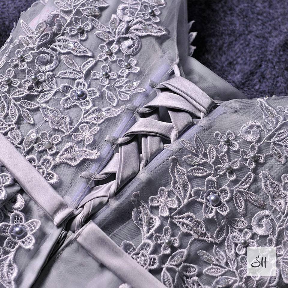 Elegant Lace Floral Print Midi Gown