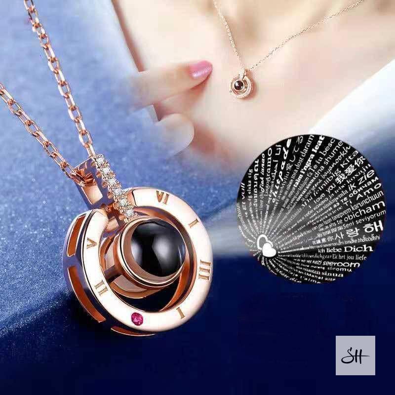 Women's Multiple Languages Projection Necklace