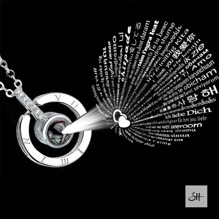 Women's Multiple Languages Projection Necklace
