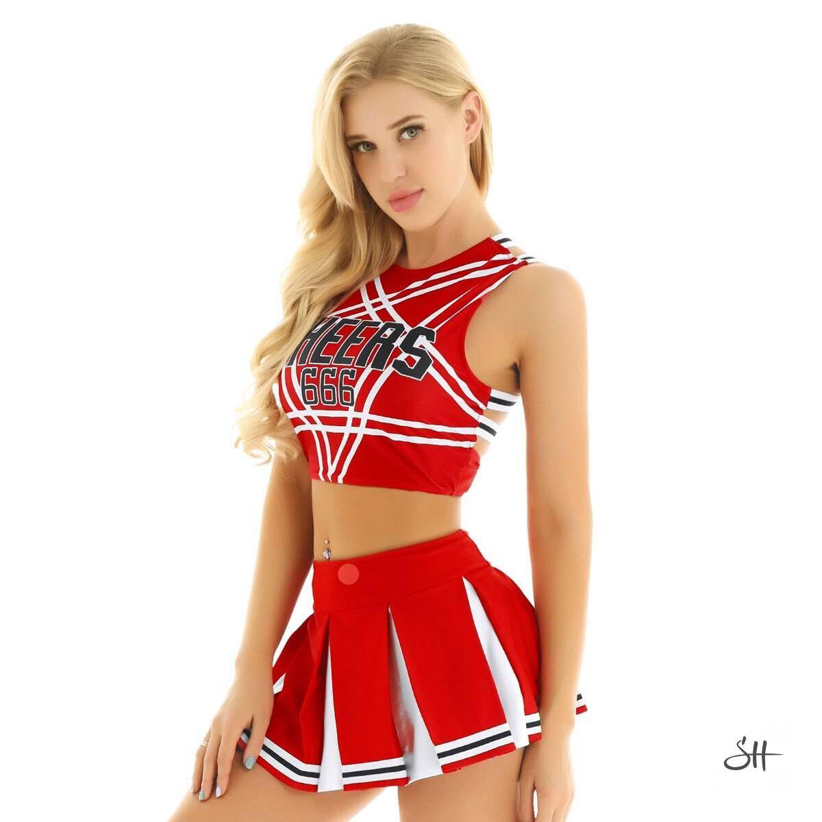 Schoolgirl Cheerleader Cosplay Uniform