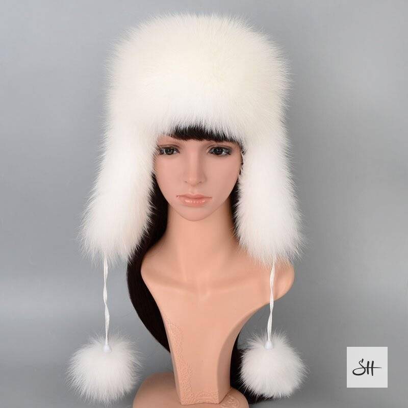 Women's Real Fox Fur Hat With Ear-flap Women's Real Fox Fur Hat With Ear-flap
