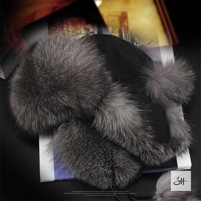 Women's Real Fox Fur Hat With Ear-flap Women's Real Fox Fur Hat With Ear-flap