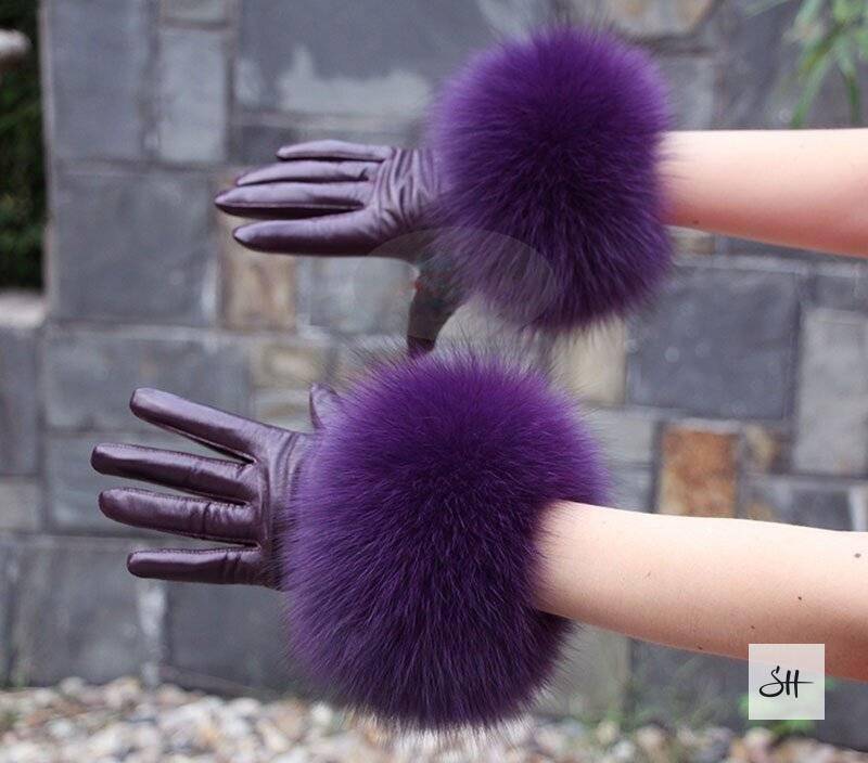 Women's Luxury Leather Gloves With Real Fox Fur