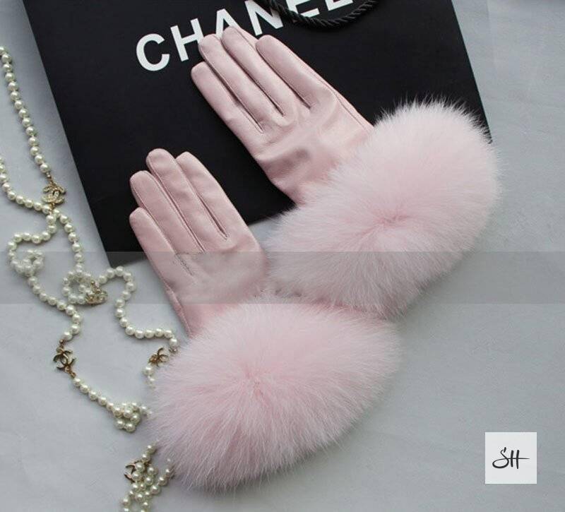 Women's Luxury Leather Gloves With Real Fox Fur