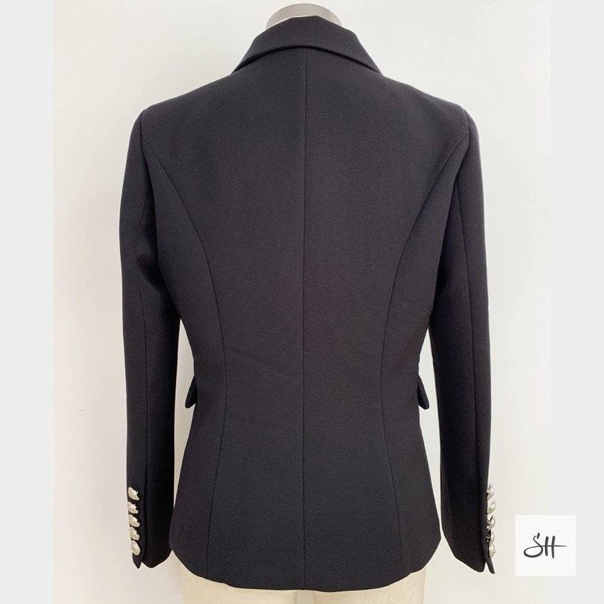 Women's Double Breasted Silver Lion Buttons Blazer Women's Double Breasted Silver Lion Buttons Blazer