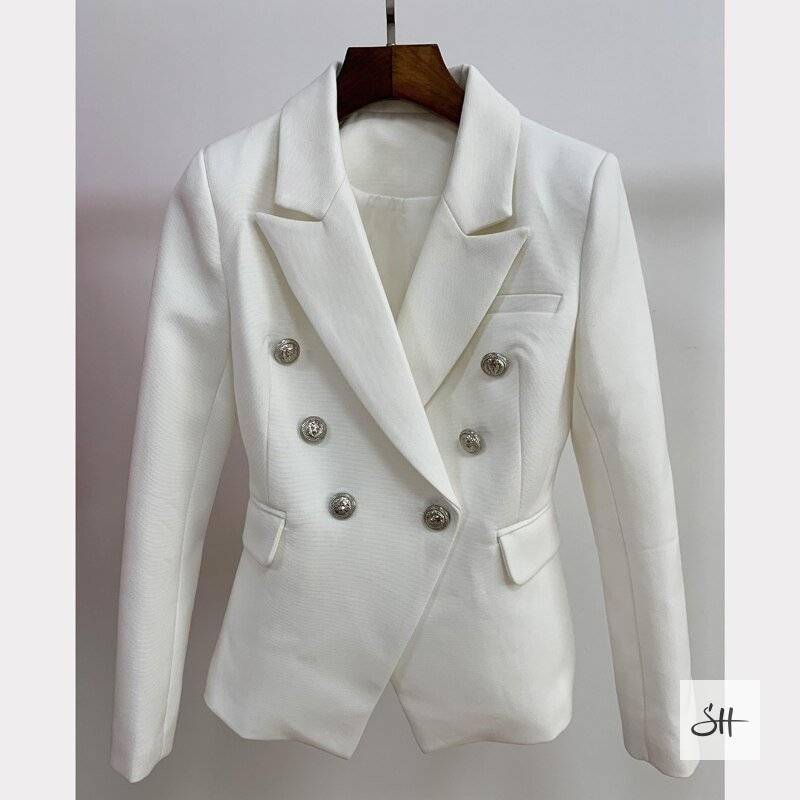 Women's Double Breasted Silver Lion Buttons Blazer Women's Double Breasted Silver Lion Buttons Blazer