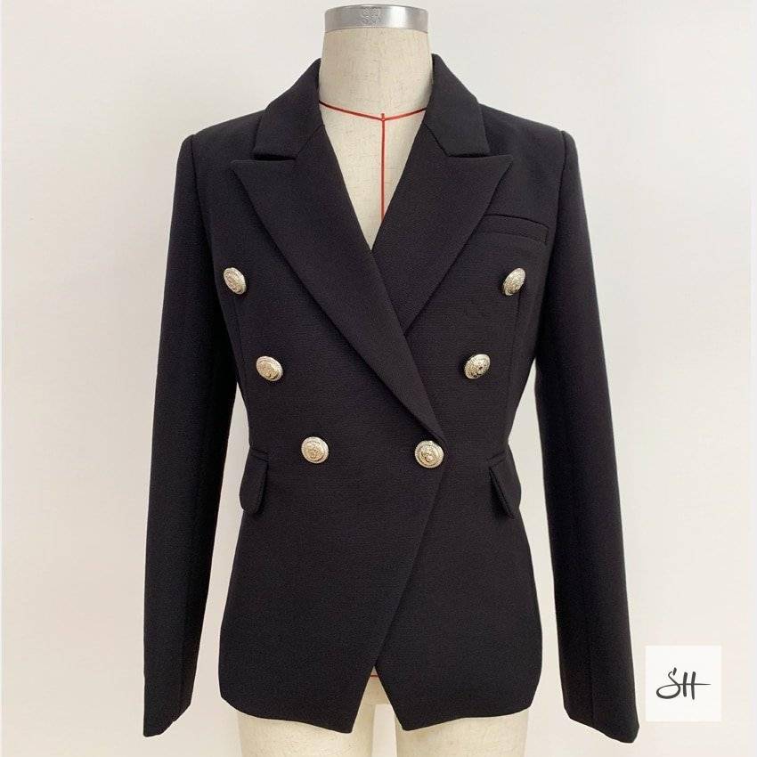 Women's Double Breasted Silver Lion Buttons Blazer Women's Double Breasted Silver Lion Buttons Blazer