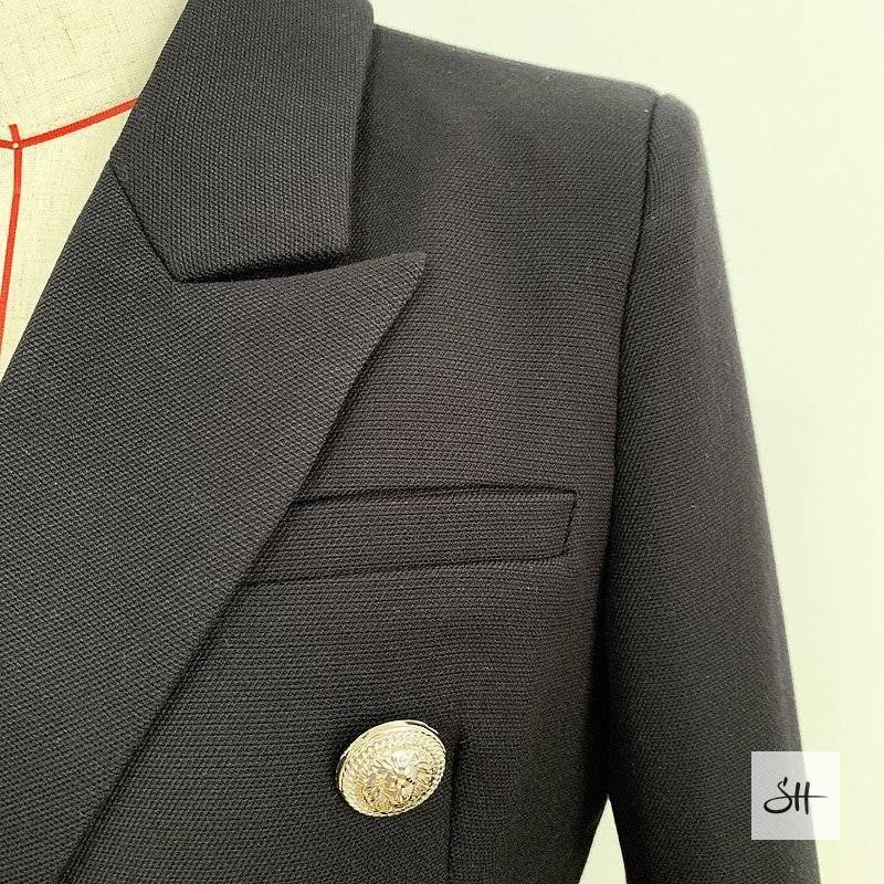 Women's Double Breasted Silver Lion Buttons Blazer Women's Double Breasted Silver Lion Buttons Blazer