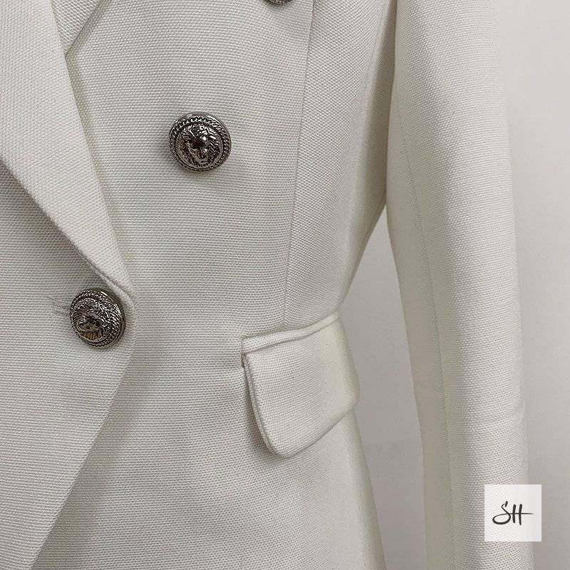 Women's Double Breasted Silver Lion Buttons Blazer Women's Double Breasted Silver Lion Buttons Blazer