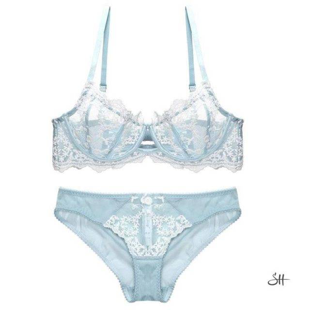 Sexy Snowflake Design Lace Bra and Panty Lingerie Set Women's Underwear