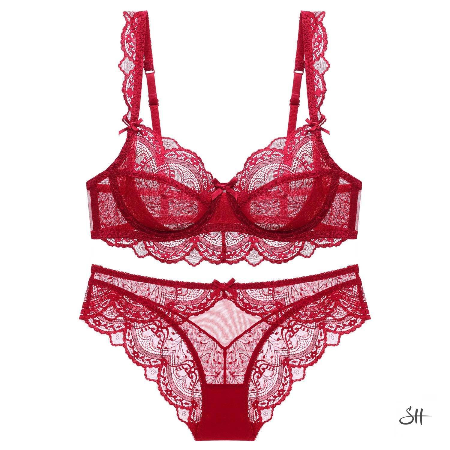 Women's Fine Lace 2Pcs Lingerie Set