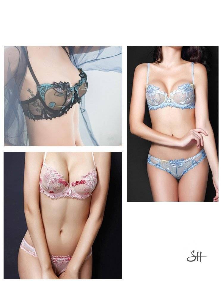 Women's Transparent Kawaii Cherry Embroidery Lingerie Set