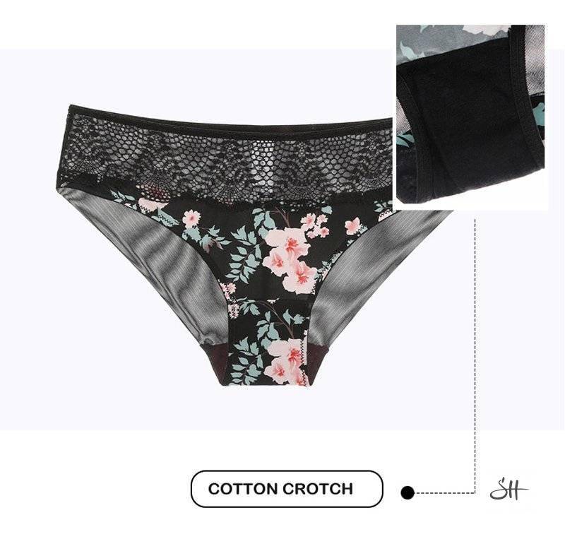 Women's Floral Print Lingerie Bra and Briefs Set