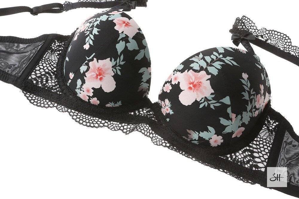 Women's Floral Print Lingerie Bra and Briefs Set