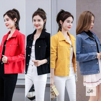 Women's Long Sleeve Denim Jeans Jacket Tops & Bottoms