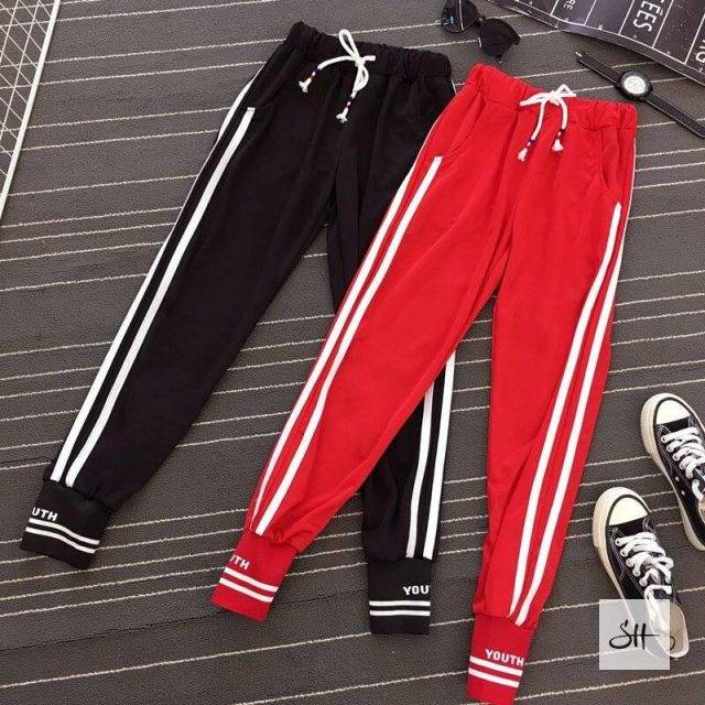 Women's Jogger Stripe Ankle-Length Pants Tops & Bottoms
