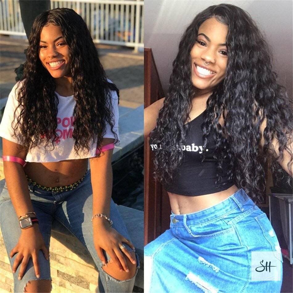 Mongolian Water Wave Lace Frontal Human Hair Wigs Pre-Plucked With Baby Hair