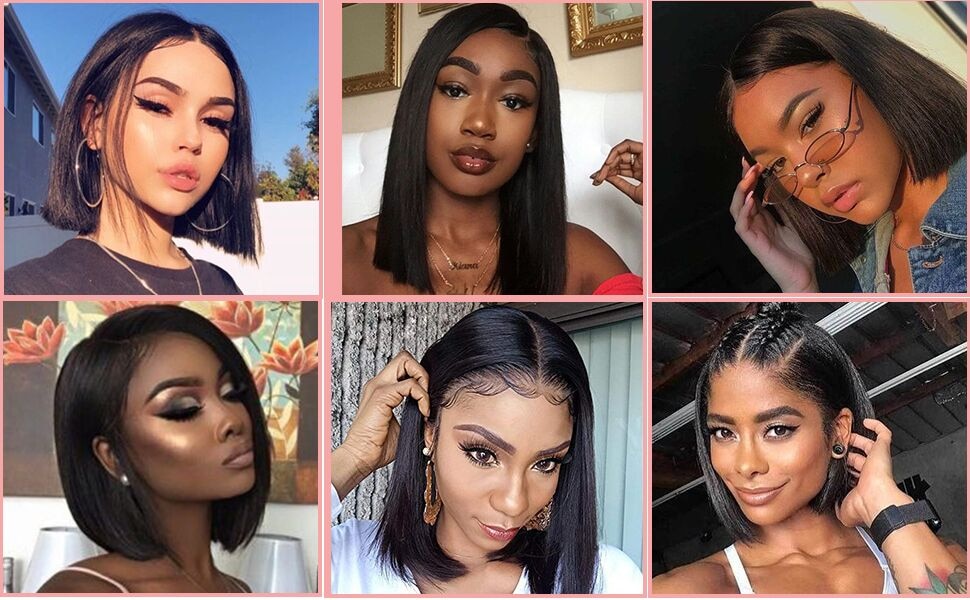 Short Lace Front Peruvian Human Hair Bob Wigs