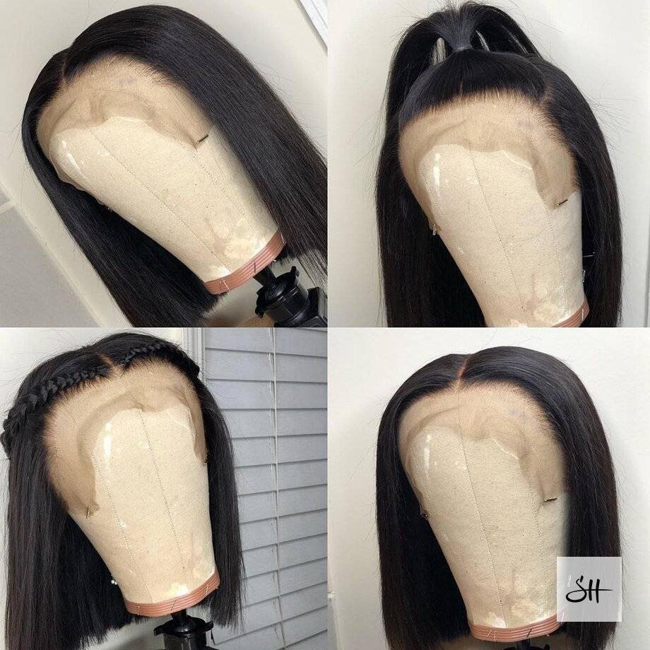 Short Lace Front Peruvian Human Hair Bob Wigs