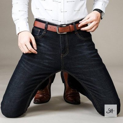 Slim Straight Business Denim Jeans Trousers