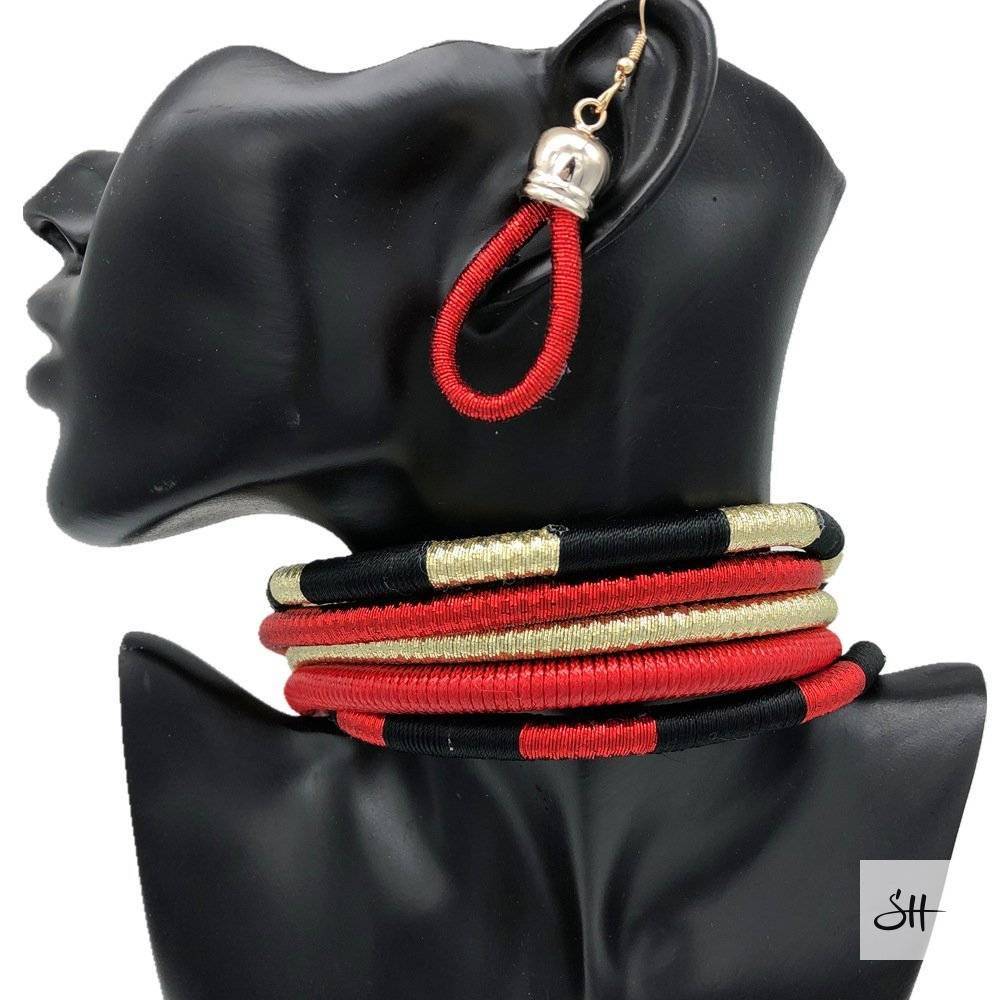 Multi-layer African Beads Jewelry Set