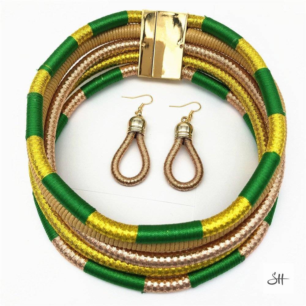 Multi-layer African Beads Jewelry Set