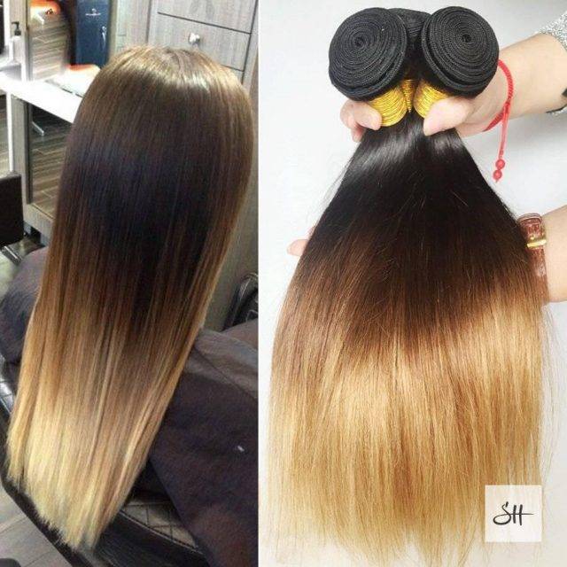 Straight Honey Blonde Ombre Brazilian Human Hair Extensions Bundles Human Hair Wigs & Extension Bundles