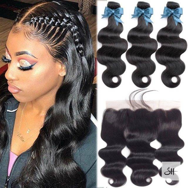 Peruvian Body Wave Human Hair Weave Bundles With Lace Frontal Closure Human Hair Wigs & Extension Bundles