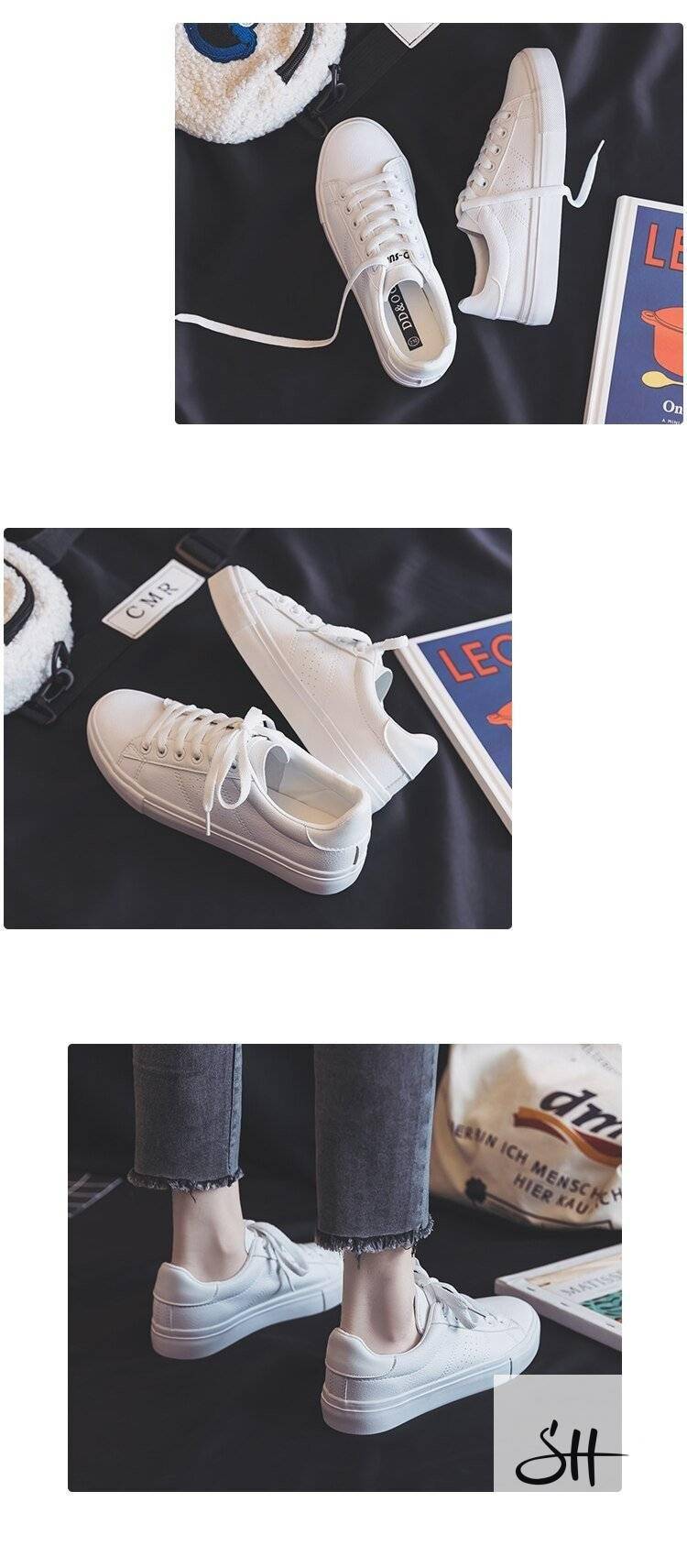 Women's Lace-up White Sneakers Women's Lace-up White Sneakers