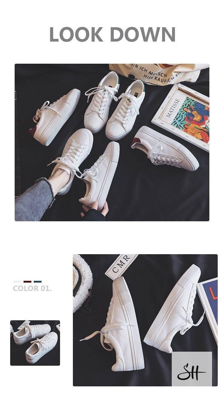 Women's Lace-up White Sneakers Women's Lace-up White Sneakers