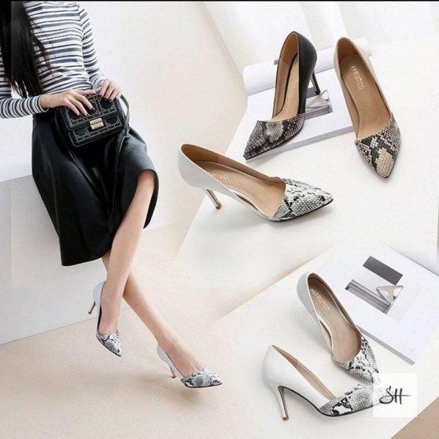 Snake Pattern Thin Heels Shoes Shoes