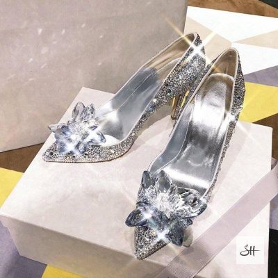 Elegant Diamond Pumps Cinderella Crystal Shoes Shoes