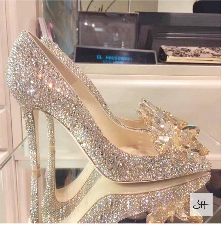 Elegant Diamond Pumps Cinderella Crystal Shoes