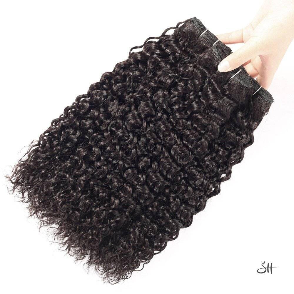 Curly Brazilian Water Wave Bundles With Closure